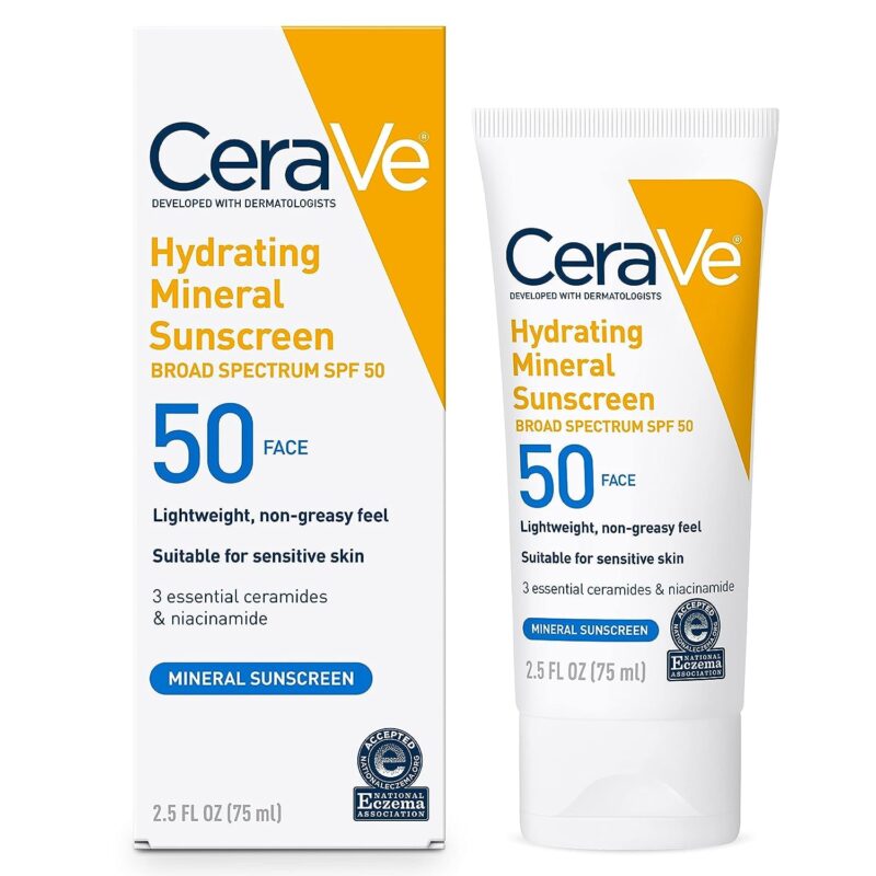 CeraVe 100% Mineral Sunscreen SPF 50 | Face sunscreen With Zinc Oxide & Titanium Dioxide | - Image 3